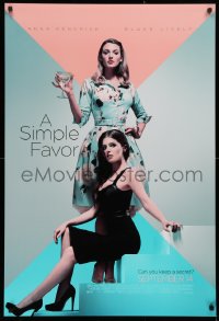 2r783 SIMPLE FAVOR advance DS 1sh 2018 great image of sexy Anna Kendrick & Blake Lively on steps!