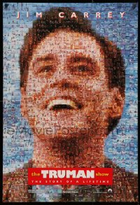 2r914 TRUMAN SHOW teaser DS 1sh 1998 really cool mosaic art of Jim Carrey, Peter Weir