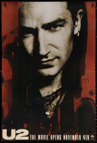 2r920 U2 RATTLE & HUM teaser 1sh 1988 great super close-up image of Irish rocker Bono!
