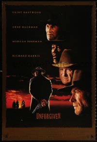 2r924 UNFORGIVEN DS 1sh 1992 gunslinger Clint Eastwood, Gene Hackman, Morgan Freeman, Harris!