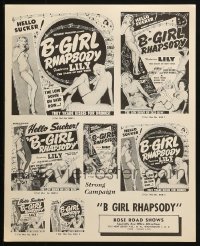 2s122 LOT OF 24 B-GIRL RHAPSODY PRESS SHEETS 1952 sexy Lily trades kisses for drinks, rare!