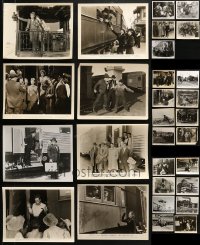 2s208 LOT OF 37 8X10 STILLS SHOWING TRAINS 1920s-1990s great scenes from a variety of movies!