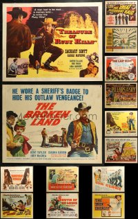 2s403 LOT OF 15 MOSTLY UNFOLDED WESTERN HALF-SHEETS 1940s-1960s great images from cowboy movies!