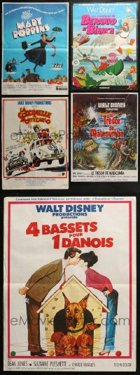 2s260 LOT OF 5 FORMERLY FOLDED WALT DISNEY 16X21 FRENCH POSTERS 1970s Mary Poppins & more!