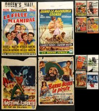 2s293 LOT OF 12 FORMERLY FOLDED BELGIAN POSTERS 1950s great images from a variety of movies!