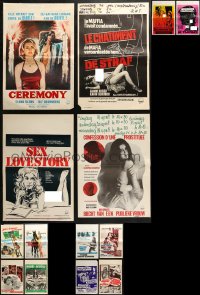 2s287 LOT OF 18 FORMERLY FOLDED SEXPLOITATION BELGIAN POSTERS 1960s-1970s great sexy images!