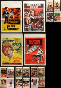 2s282 LOT OF 24 FORMERLY FOLDED BELGIAN POSTERS 1950s-1970s a variety of cool movie images!