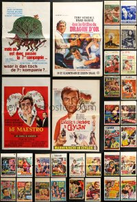 2s276 LOT OF 32 FORMERLY FOLDED BELGIAN POSTERS 1950s-1970s a variety of cool movie images!