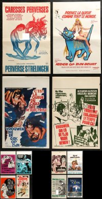 2s290 LOT OF 16 FORMERLY FOLDED SEXPLOITATION BELGIAN POSTERS 1960s-1970s great sexy images!