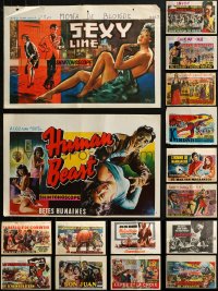2s281 LOT OF 26 FORMERLY FOLDED BELGIAN POSTERS 1950s-1970s a variety of cool movie images!