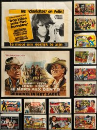 2s284 LOT OF 22 FORMERLY FOLDED BELGIAN POSTERS 1950s-1970s a variety of cool movie images!