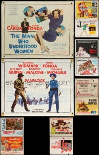 2s412 LOT OF 13 FORMERLY FOLDED HALF-SHEETS 1950s-1970s great images from a variety of movies!