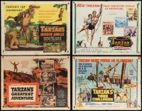 2s424 LOT OF 4 FORMERLY FOLDED TARZAN HALF-SHEETS 1950s-1960s Hidden Jungle, Greatest Adventure!