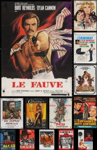 2s249 LOT OF 13 FORMERLY FOLDED FRENCH POSTERS 1950s-1970s cool images for a variety of movies!