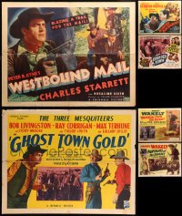 2s420 LOT OF 8 FORMERLY FOLDED B-WESTERN HALF-SHEETS 1930s-1950s great cowboy movie images!