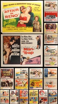 2s378 LOT OF 34 FORMERLY FOLDED HALF-SHEETS 1950s-1960s great images from a variety of movies!