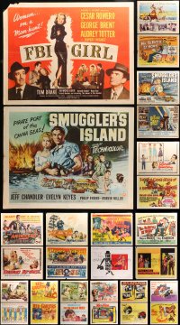 2s380 LOT OF 32 FORMERLY FOLDED HALF-SHEETS 1950s-1960s great images from a variety of movies!