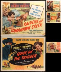 2s418 LOT OF 9 FORMERLY FOLDED B-WESTERN HALF-SHEETS 1930s-1950s great cowboy movie images!
