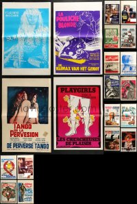 2s285 LOT OF 20 FORMERLY FOLDED SEXPLOITATION BELGIAN POSTERS 1960s-1970s great sexy images!
