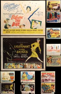 2s404 LOT OF 15 MOSTLY UNFOLDED HALF-SHEETS 1950s great images from a variety of movies!