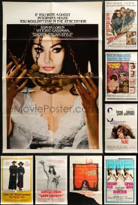 2s068 LOT OF 8 FOLDED SOPHIA LOREN ONE-SHEETS 1950s-1970s from a variety of her movies!