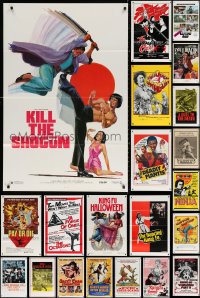 2s441 LOT OF 22 FORMERLY TRI-FOLDED KUNG FU 27X41 ONE-SHEETS 1970s-1980s cool martial arts movies!