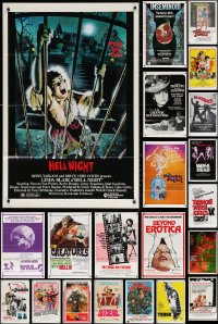 2s425 LOT OF 30 FORMERLY TRI-FOLDED MOSTLY 27X41 ONE-SHEETS 1970s-1980s cool movie images!