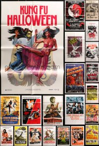 2s055 LOT OF 47 FOLDED KUNG FU ONE-SHEETS 1970s-1980s great images from martial arts movies!