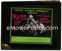 2t274 FRAMED UP glass slide 1919 Marcel Perez with beautiful women, Two Part Super Comedy, rare!