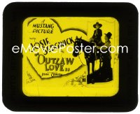 2t341 OUTLAW LOVE glass slide 1926 cowgirl Josie Sedgwick riding horse in western short, rare!