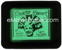 2t349 POKER FACES glass slide 1926 Laura La Plante, Edward Everett Horton & others on playing cards!