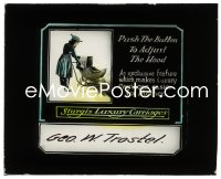 2t394 STURGIS LUXURY CARRIAGES glass slide 1920s push the button to adjust the baby stroller hood!