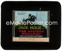 2t424 WESTERN WHIRLWIND style B glass slide 1927 cowboy Jack Hoxie saving woman in runaway buggy!