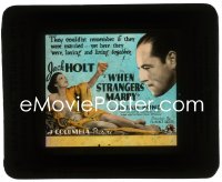 2t426 WHEN STRANGERS MARRY glass slide 1933 Holt & Bond couldn't remember if they were married!