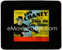 2t427 WHILE THE CITY SLEEPS glass slide 1928 detective Lon Chaney Sr. in his best underworld film!