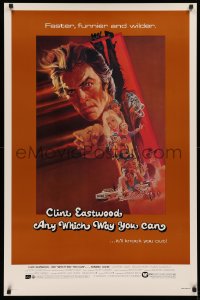 2y0581 ANY WHICH WAY YOU CAN 1sh 1980 cool artwork of Clint Eastwood & Clyde by Bob Peak!