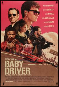 2y0599 BABY DRIVER int'l advance DS 1sh 2017 Ansel Elgort in title role, Foxx, artwork by Rory Kurtz!