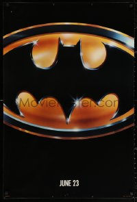 2y0602 BATMAN teaser 1sh 1989 directed by Tim Burton, cool image of Bat logo, glossy finish!