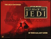 2y0217 RETURN OF THE JEDI teaser British quad 1983 Lucas, Struzan art of Luke & Vader fighting!