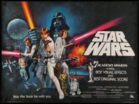 2y0222 STAR WARS British quad 1978 George Lucas sci-fi epic, art by Tom Chantrell, Academy Awards!