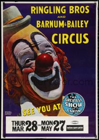2y0279 RINGLING BROS & BARNUM & BAILEY CIRCUS 28x40 circus poster 1973 smiling clown!