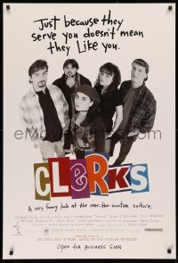 2y0643 CLERKS advance 1sh 1994 Kevin Smith, just because they serve you doesn't mean they like you!