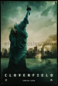 2y0645 CLOVERFIELD teaser DS 1sh 2008 wild image of destroyed New York & Lady Liberty decapitated!