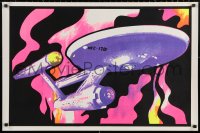 2y0454 STAR TREK 23x35 commercial poster 1970s art of the Enterprise over crushed black felt!