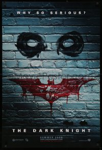 2y0655 DARK KNIGHT teaser 1sh 2008 why so serious? cool graffiti image of the Joker's face!
