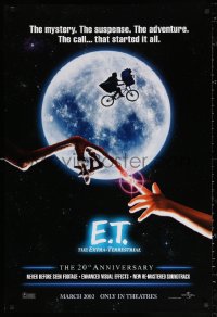 2y0682 E.T. THE EXTRA TERRESTRIAL teaser DS 1sh R2002 Drew Barrymore, Spielberg, bike over the moon!
