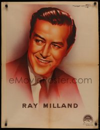 2y0152 RAY MILLAND French 24x31 1940s great close-up portrait art by Roger Soubie, ultra-rare!