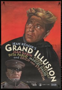 2y0729 GRAND ILLUSION 27x39 1sh R1999 Jean Renoir anti-war classic, art of Erich von Stroheim & Gabin!