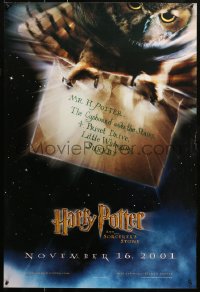 2y0736 HARRY POTTER & THE PHILOSOPHER'S STONE teaser DS 1sh 2001 Hedwig the owl, Sorcerer's Stone!