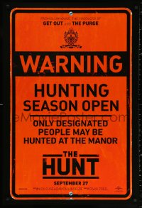 2y0745 HUNT teaser DS 1sh 2019 warning, only designated people may be hunted at the manor, shelved!